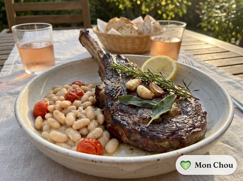 Bistecca à la florentine et haricots blancs