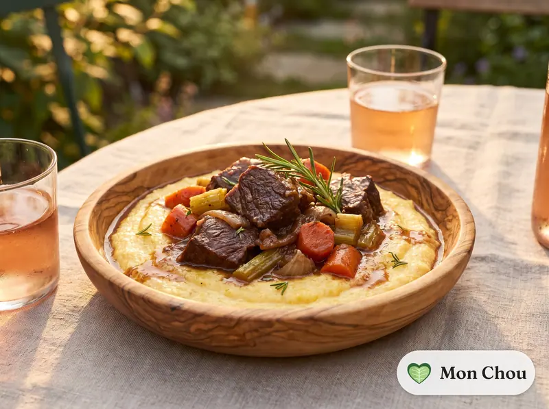 Bœuf braisé au barolo et polenta