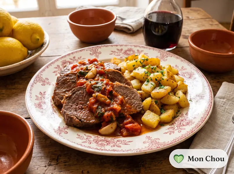 Bœuf pizzaiola et pommes de terre sautées