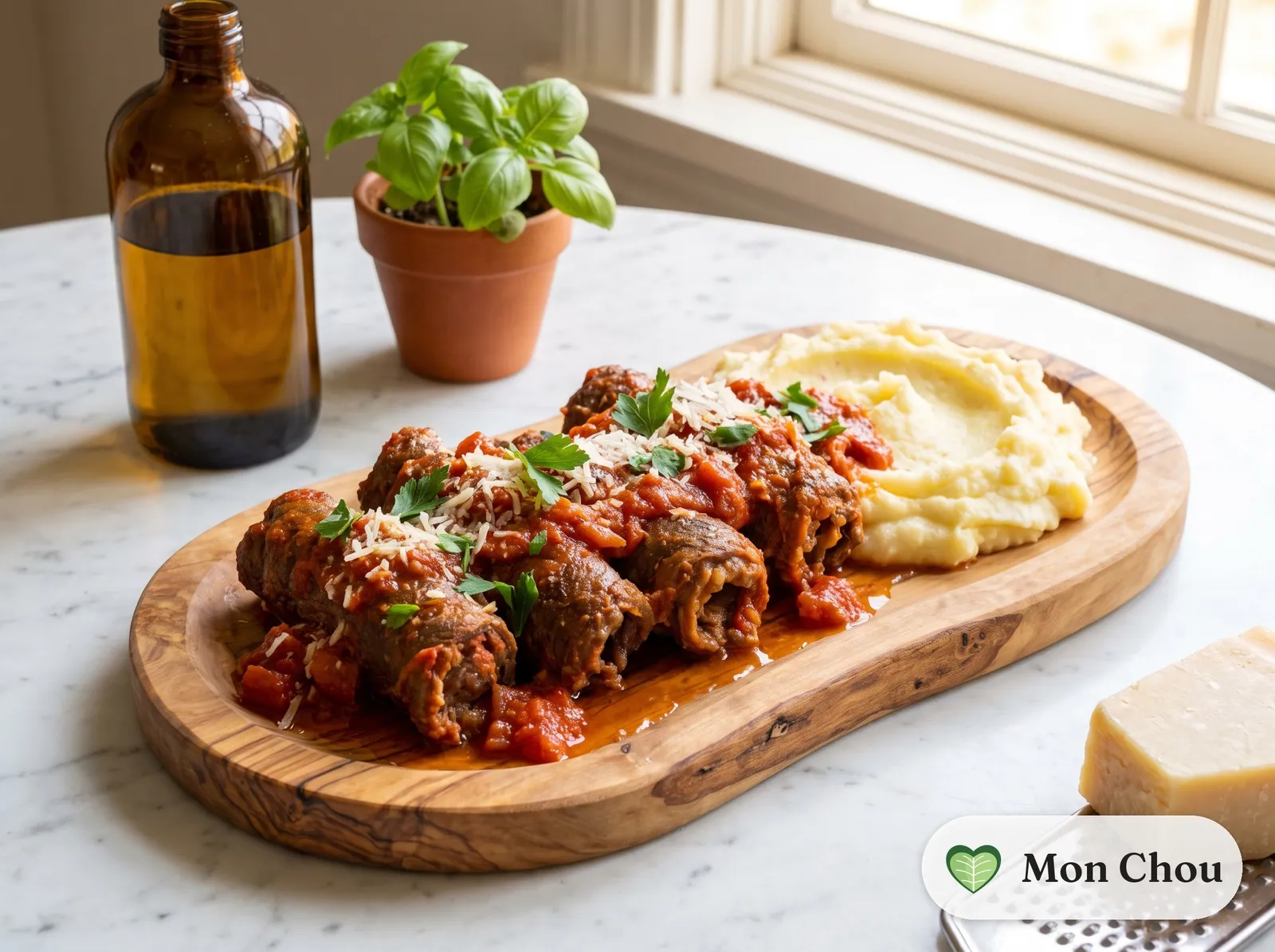 Braciole de bœuf à la sauce tomate et purée