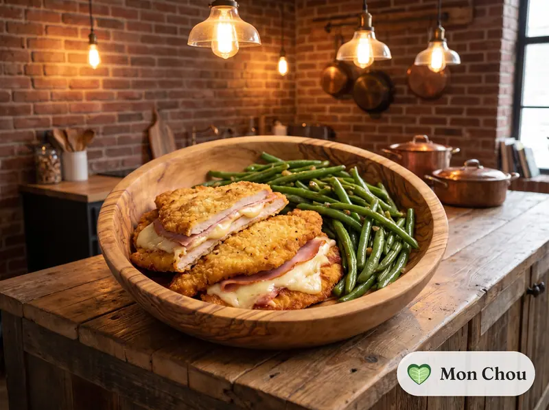 Escalopes de poulet à la valdôtaine et haricots verts