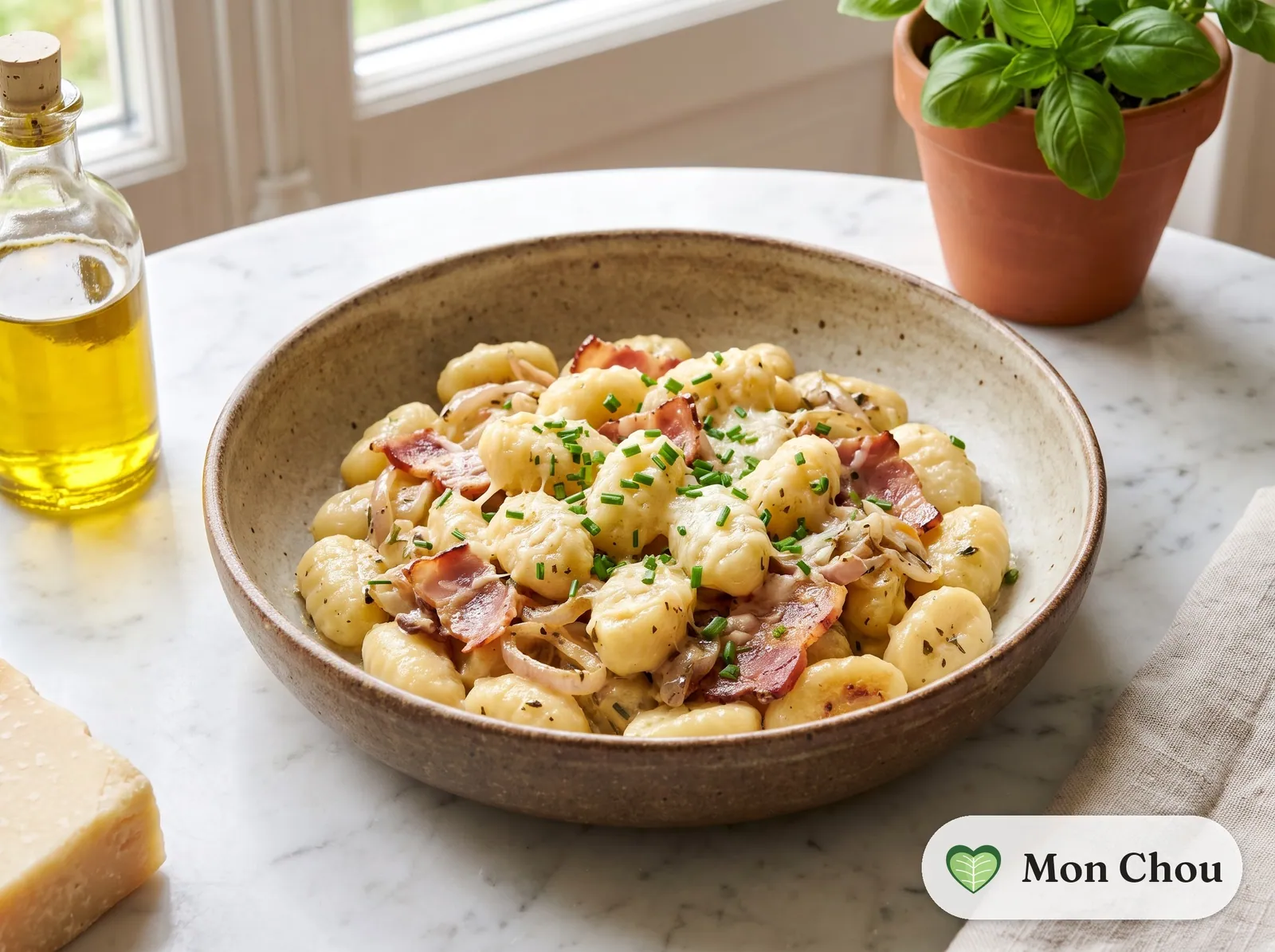 Gnocchis au speck et à la crème