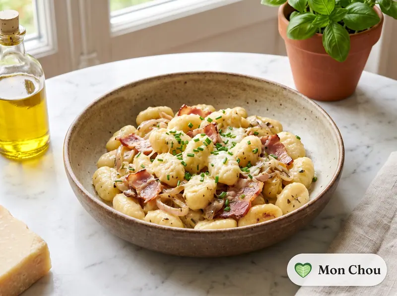 Gnocchis au speck et à la crème