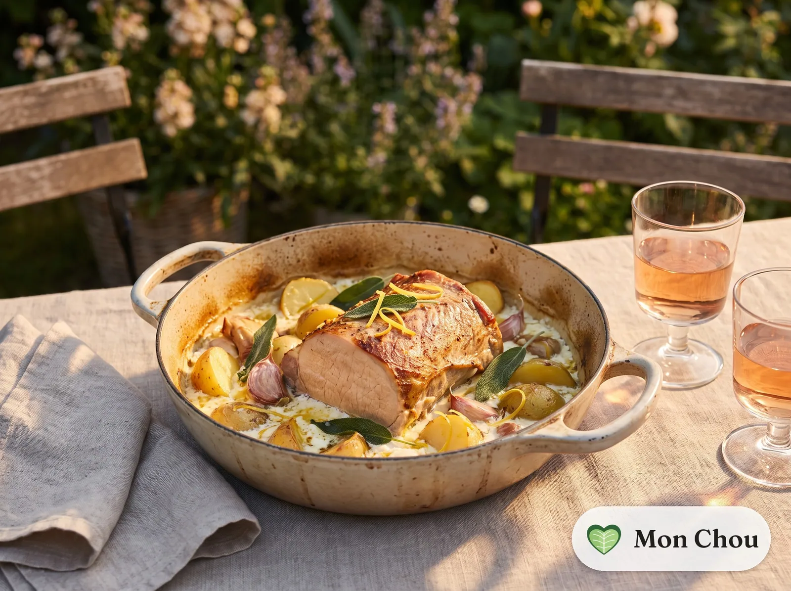 Milk-braised pork roast with potatoes