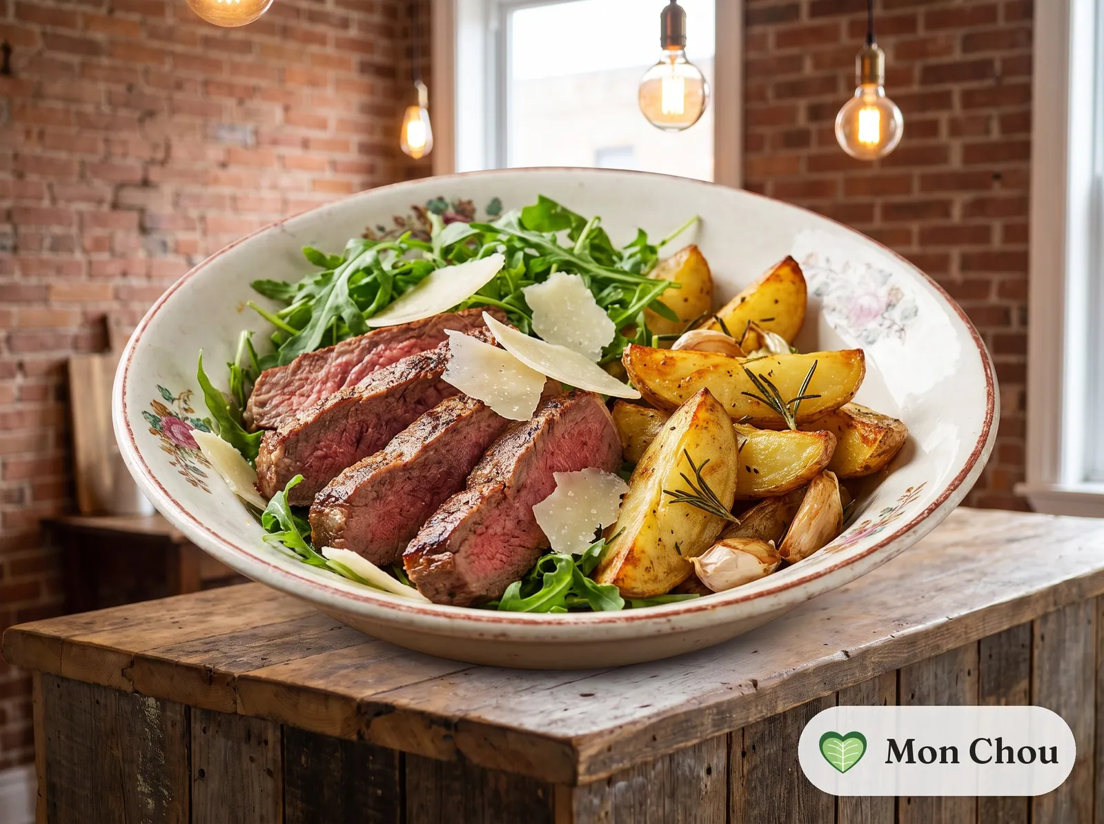Tagliata de bœuf, roquette et pommes de terre rôties