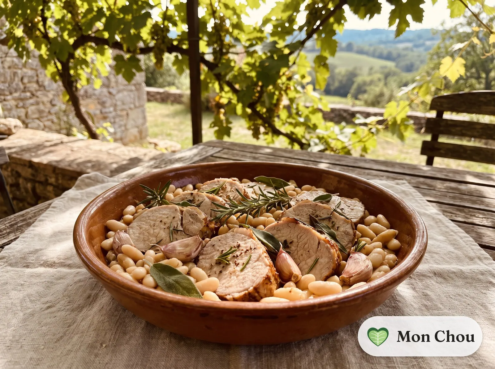 Rôti de porc à la toscane et haricots blancs