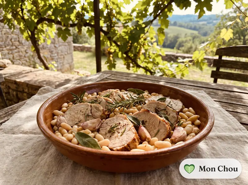 Rôti de porc à la toscane et haricots blancs