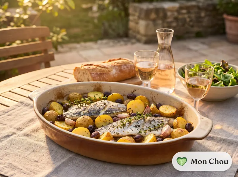 Bar à la ligure, olives et pommes de terre