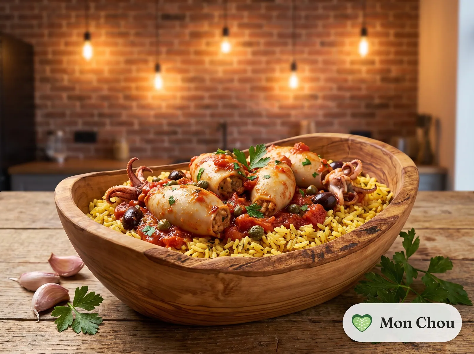 Neapolitan stuffed calamari with rice
