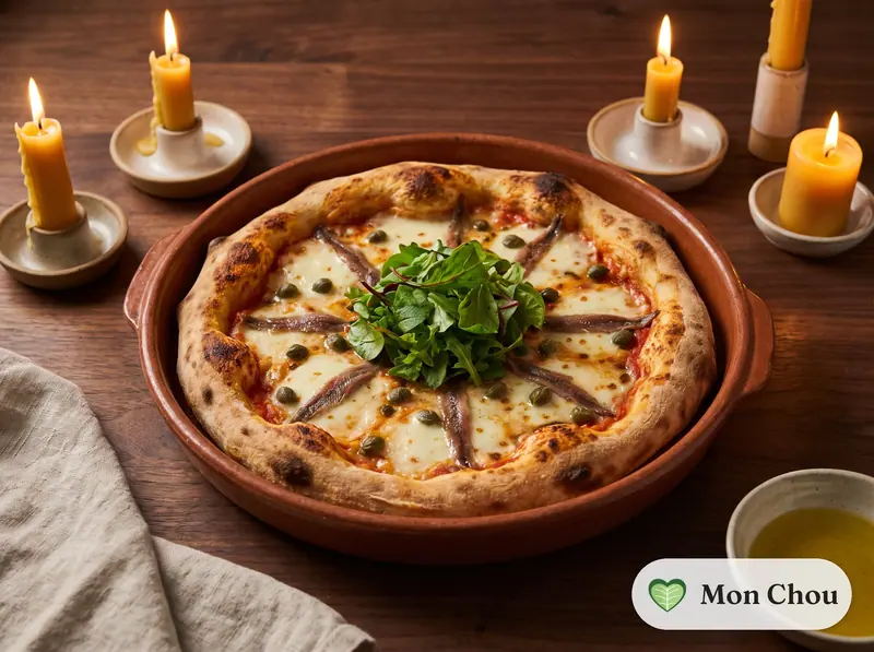 Pizza napolitaine aux anchois et câpres