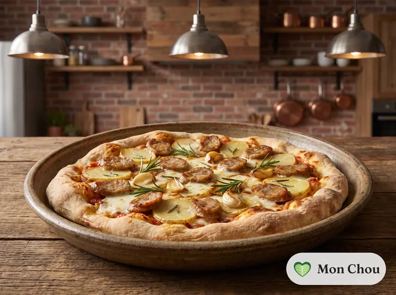 Pizza à la saucisse et pommes de terre