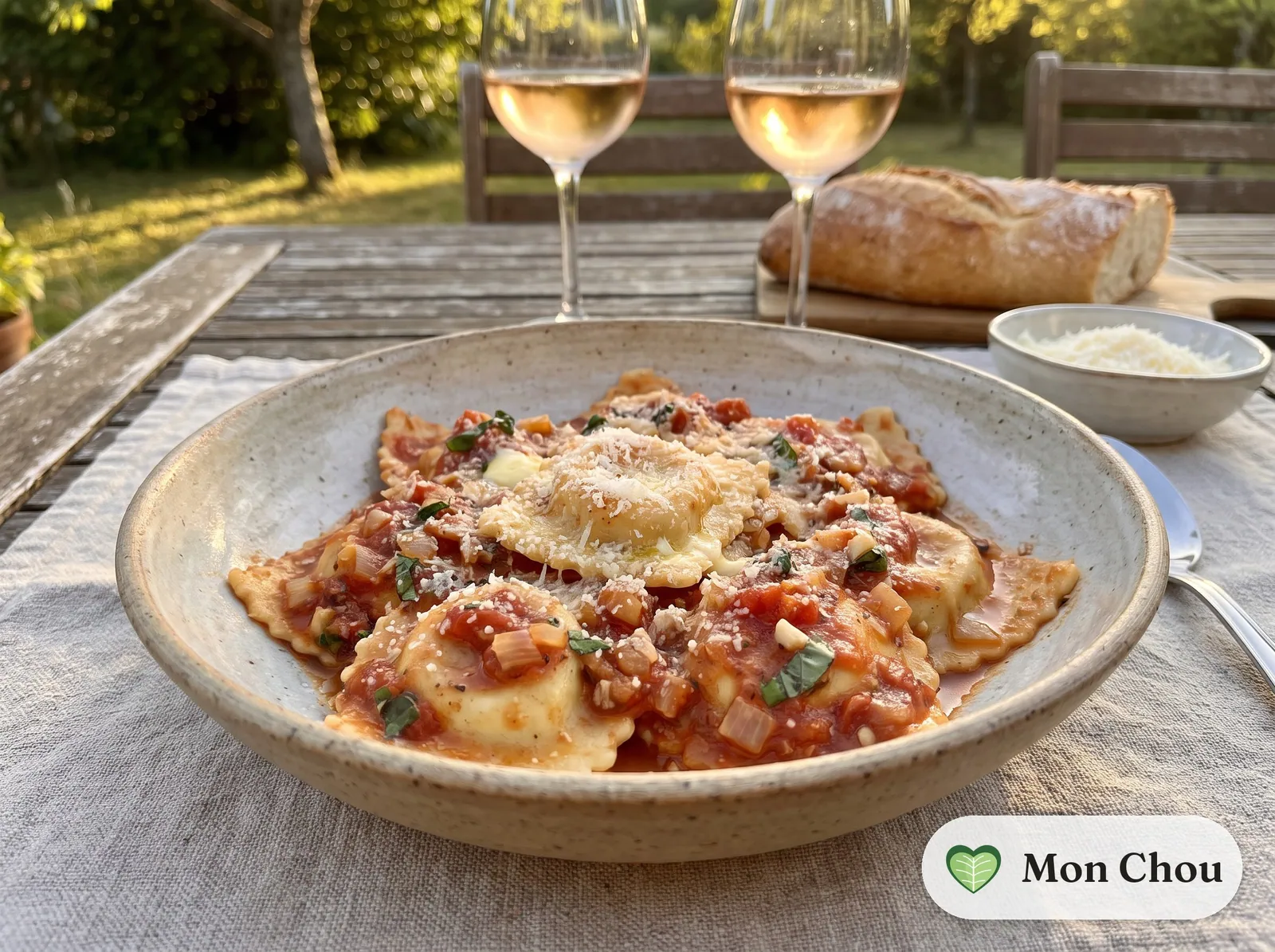 Raviolis à la viande en sauce tomate