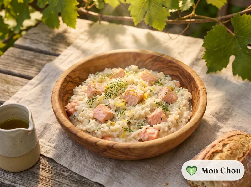 Risotto au saumon et citron