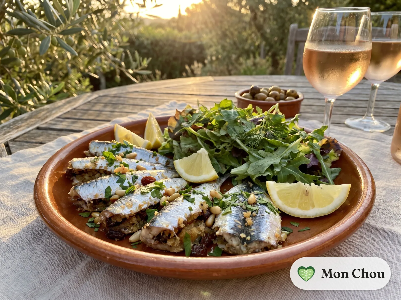 Sardines à la beccafico et salade