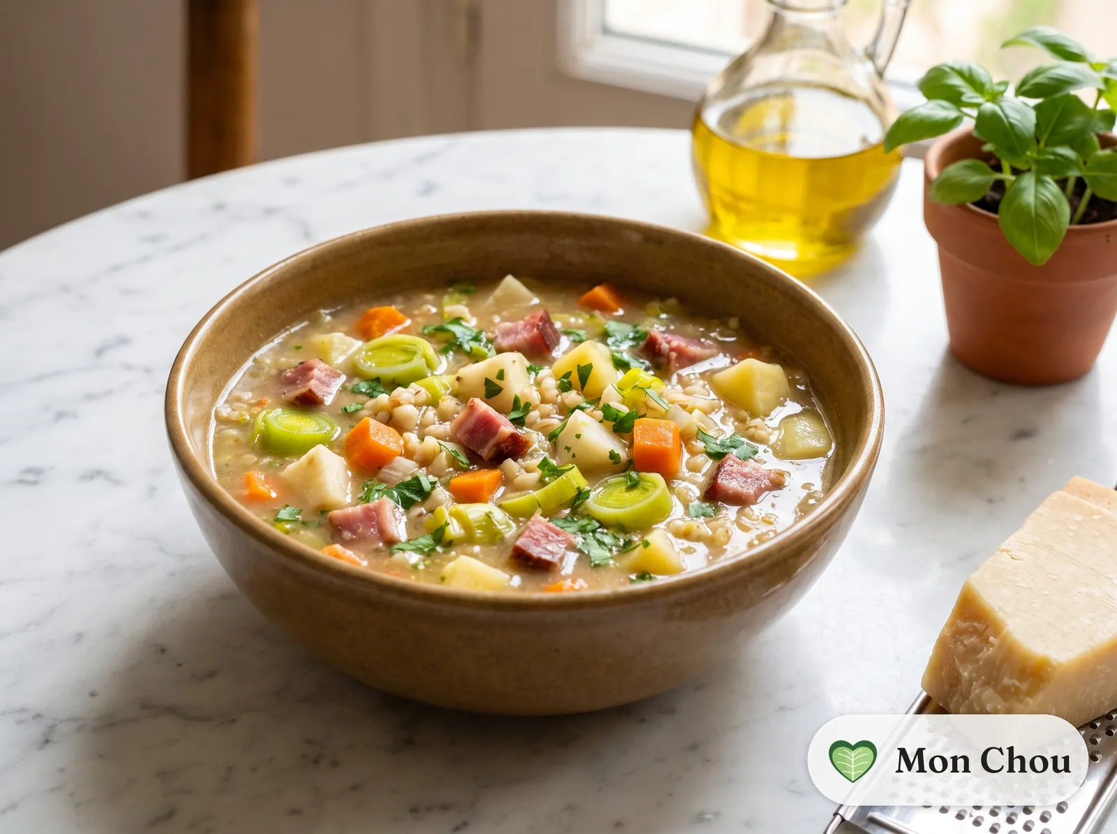 Tyrolean barley soup with speck