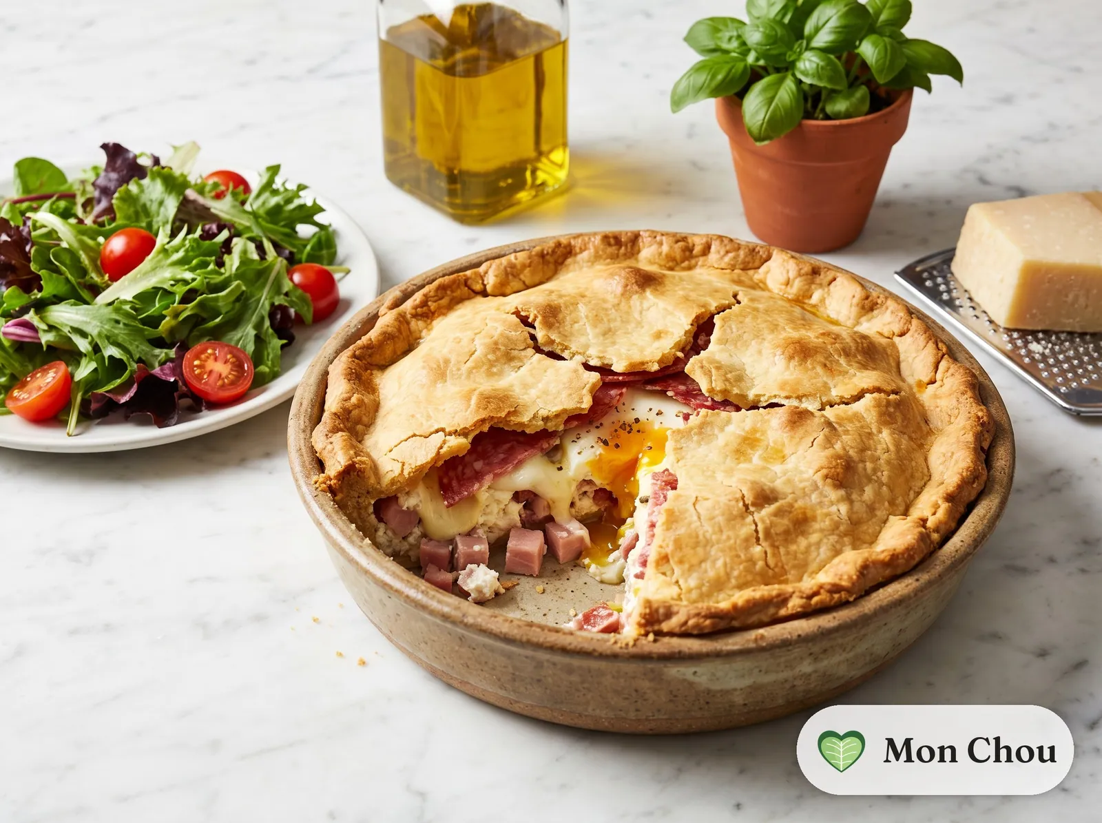Tourte rustique napolitaine et salade