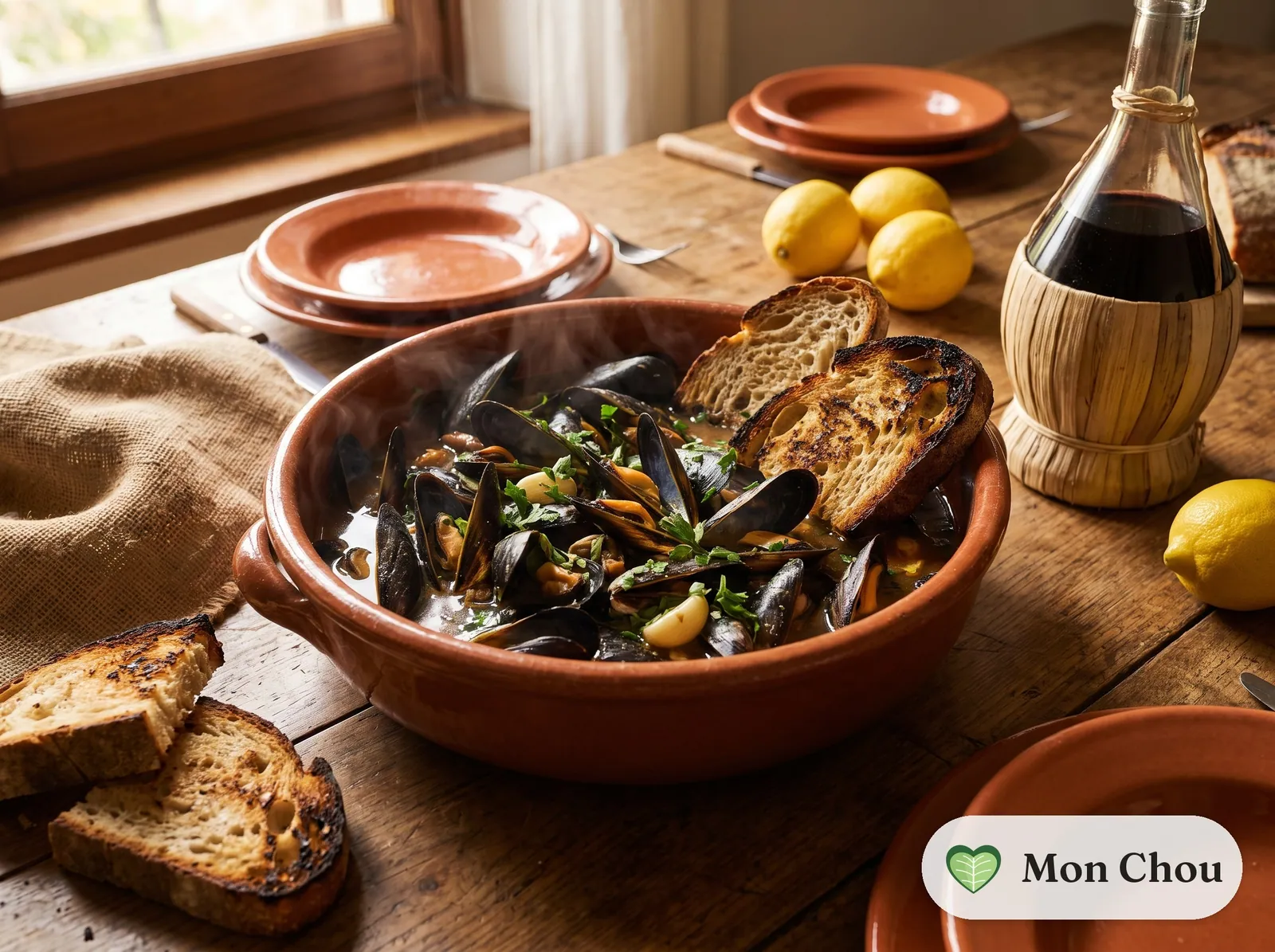 Zuppa di cozze et pain grillé