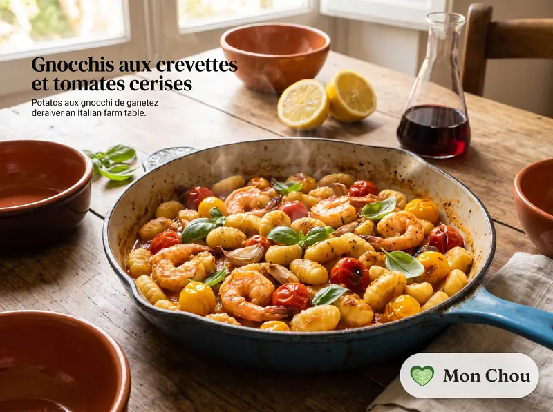 Gnocchis aux crevettes et tomates cerises