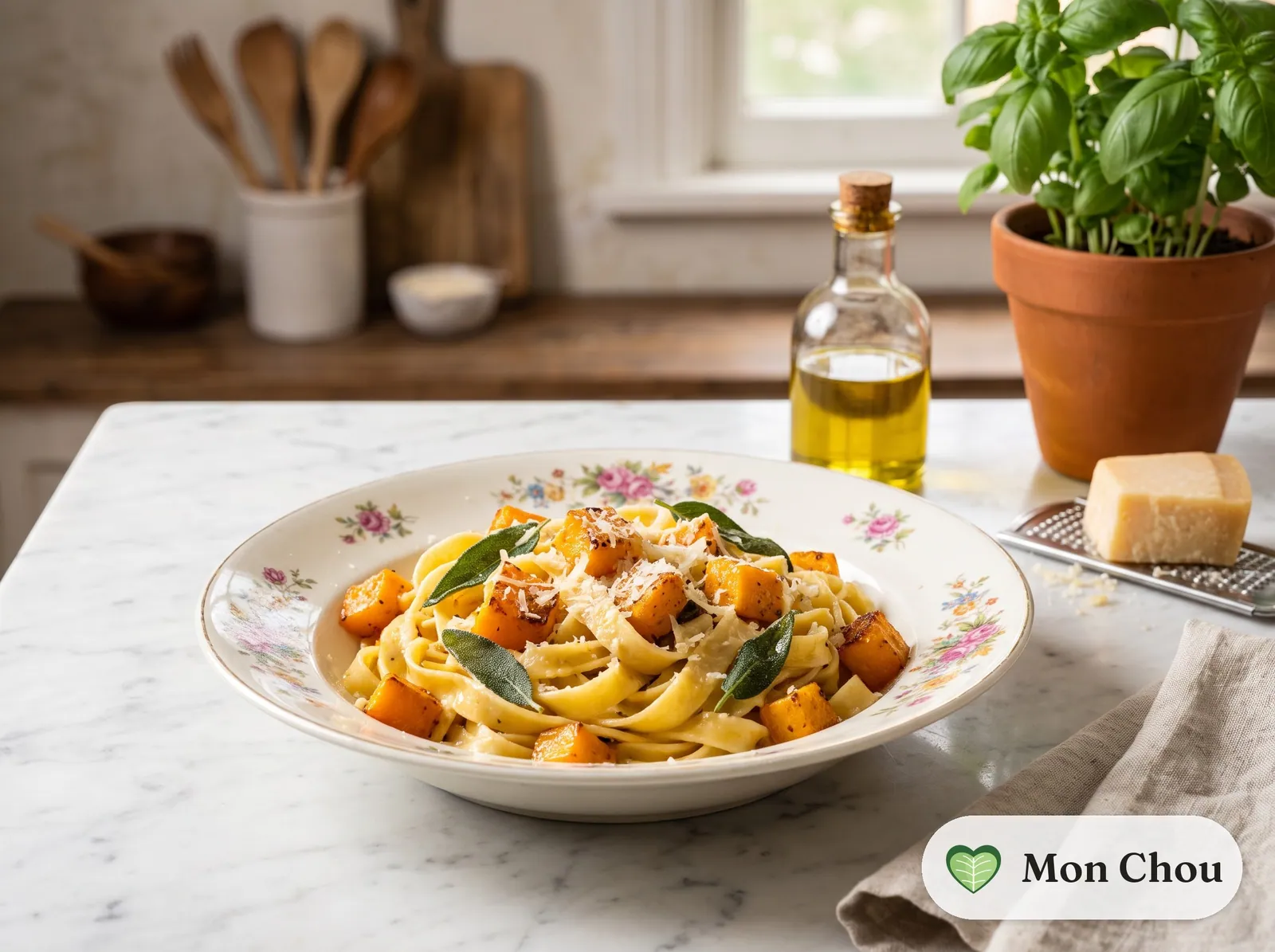 Pâtes à la courge, sauge et parmesan