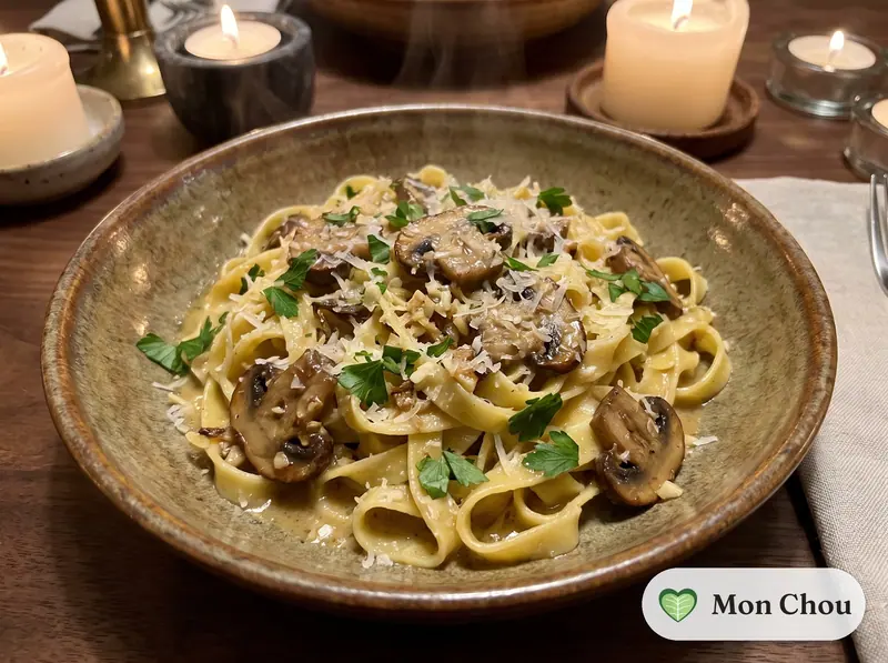 Tagliatelles aux champignons poêlés et parmesan