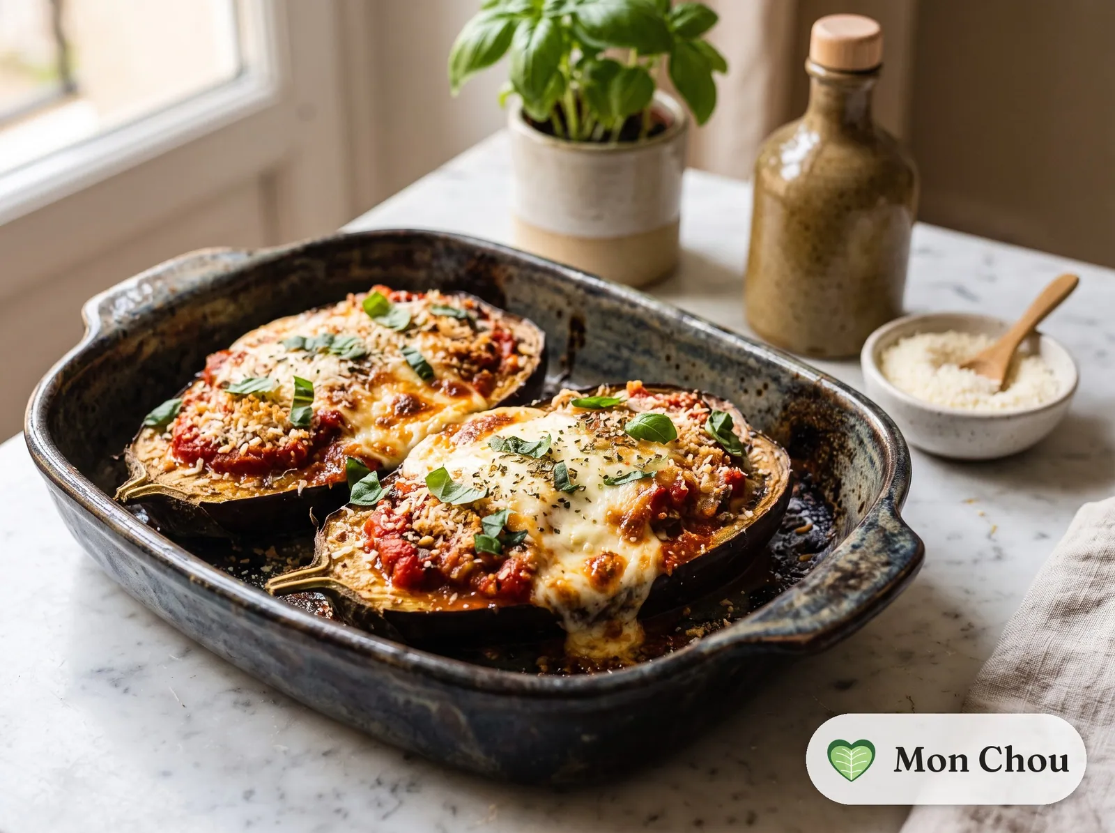 Aubergines farcies à la napolitaine