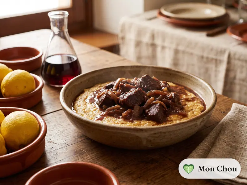 Valdostana carbonade with polenta