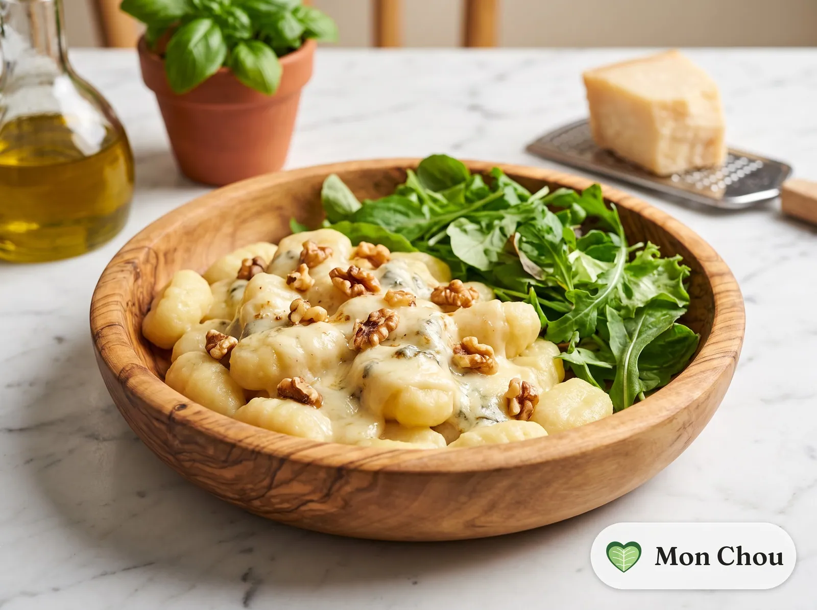 Gnocchi mit Gorgonzolasauce und Salat