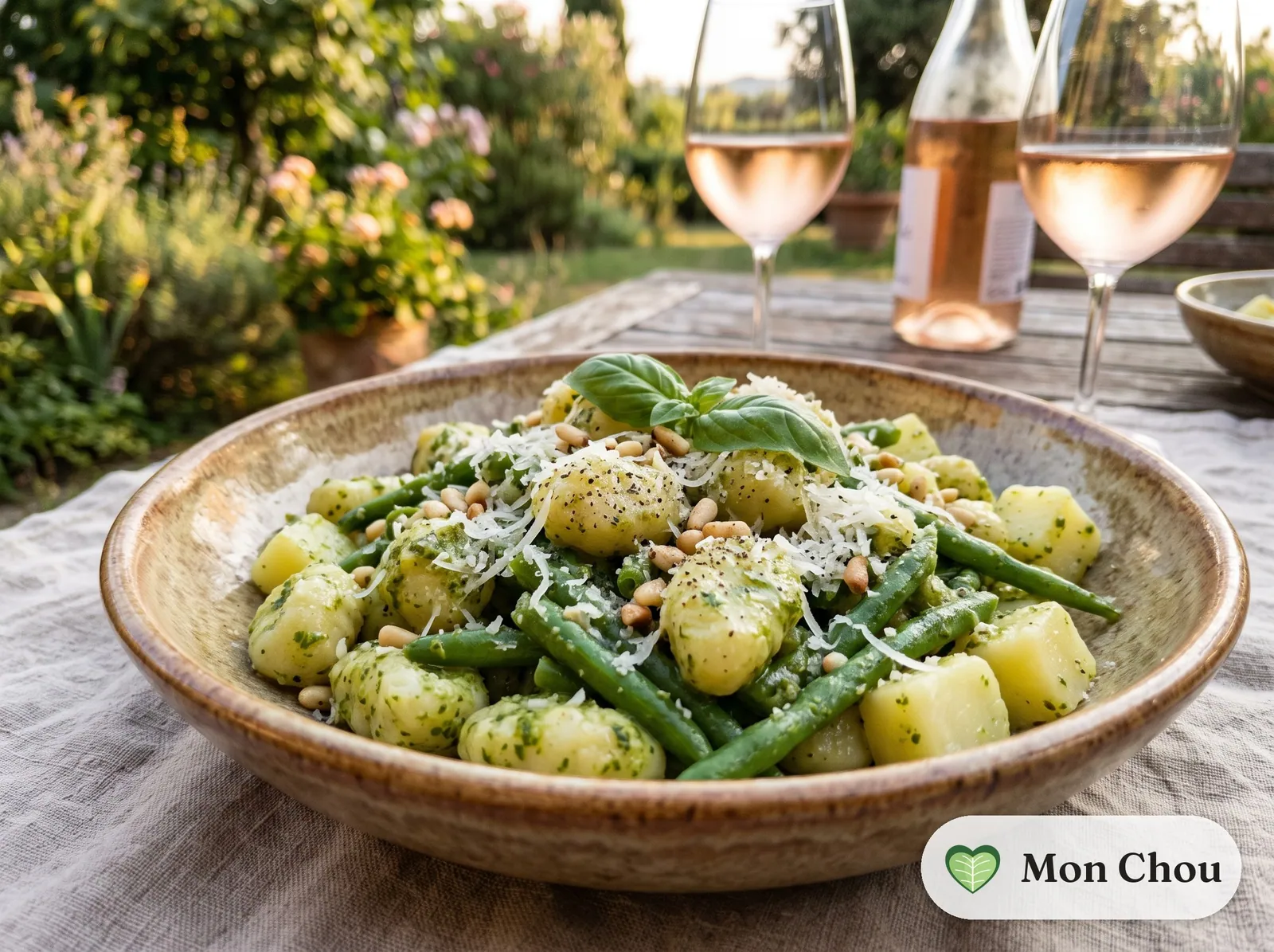 Pesto gnocchi with green beans and potatoes