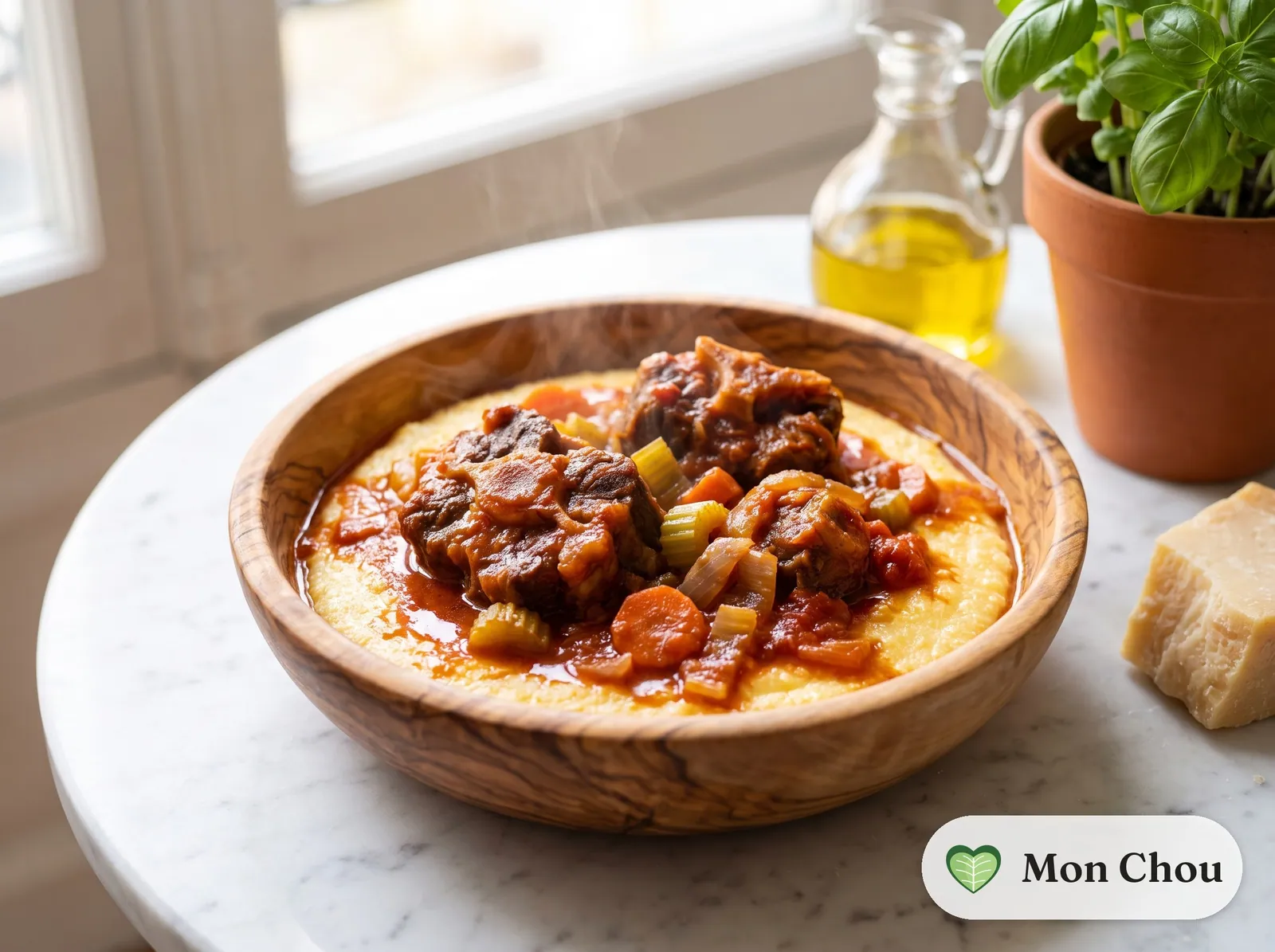 Queue de bœuf à la vaccinara et polenta