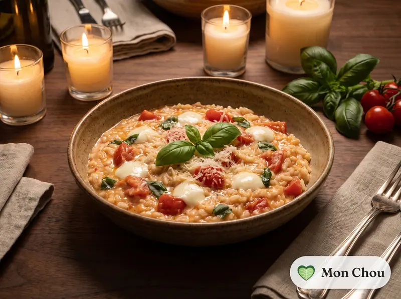 Risotto à la tomate et au basilic