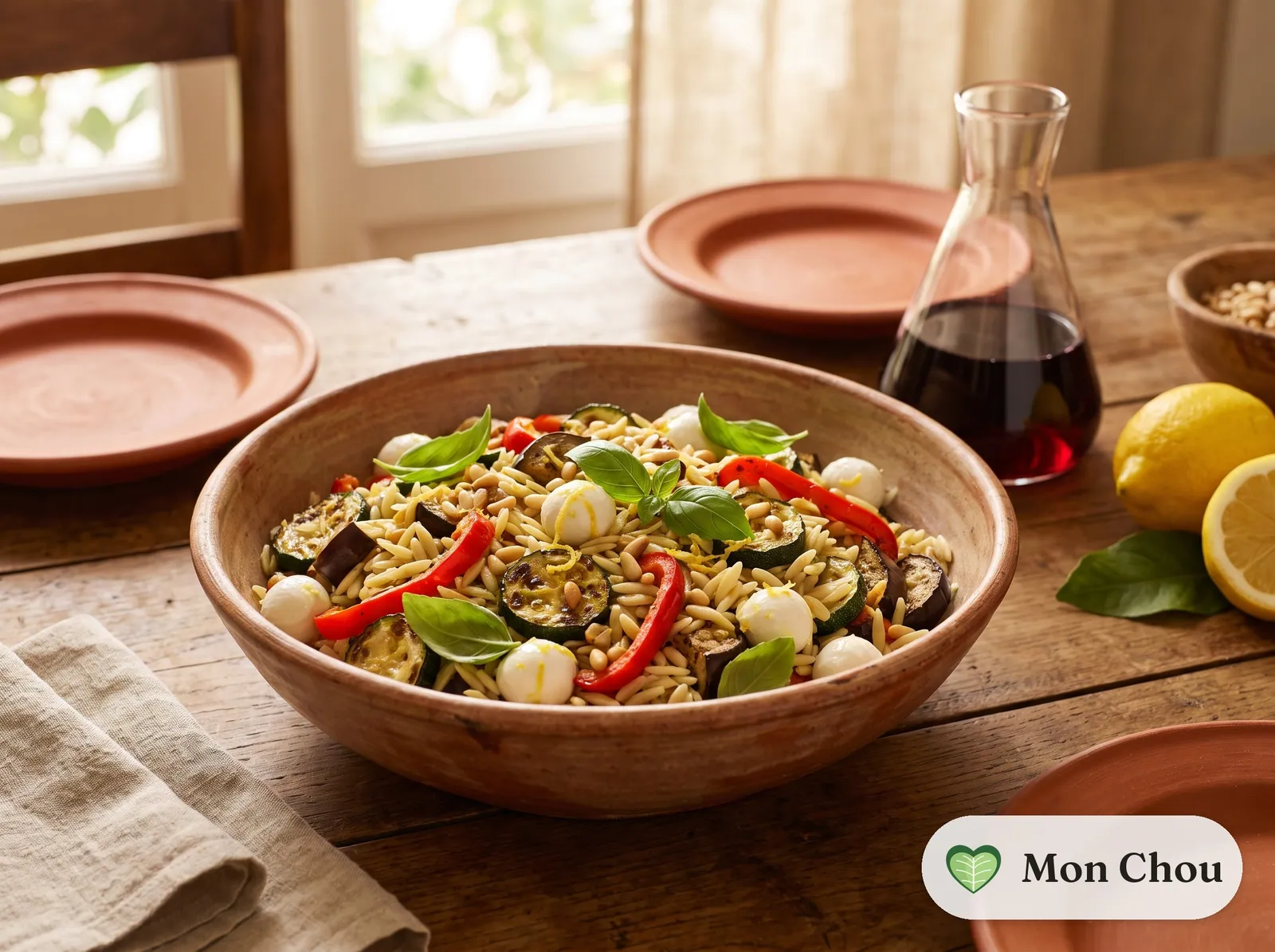 Salade d&rsquo;orzo aux légumes grillés et mozzarella