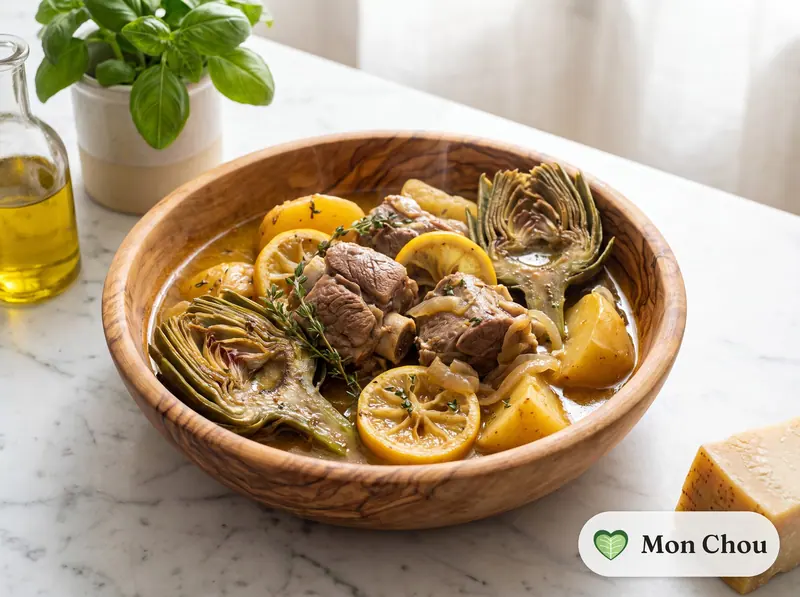 Sardinian lamb with artichokes and potatoes