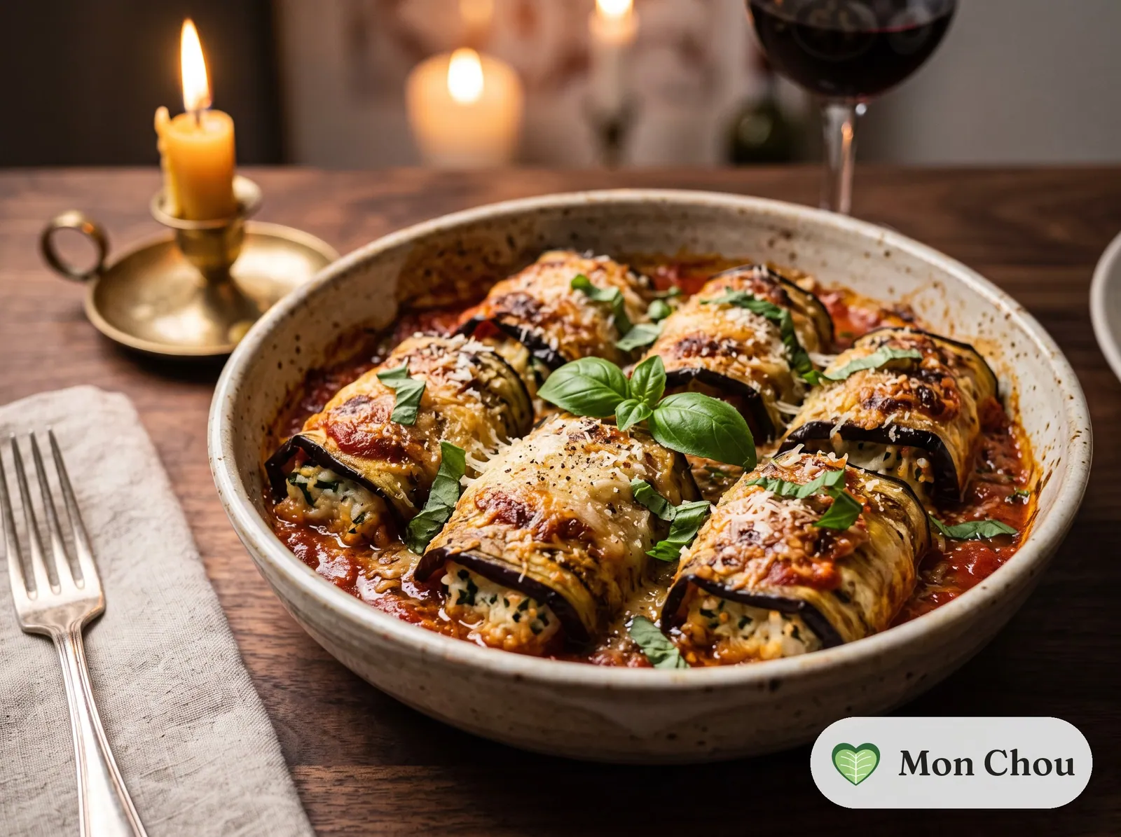 Involtini aus Auberginen mit Ricotta und Reis