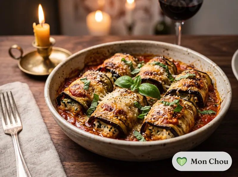 Involtini d&rsquo;aubergines à la ricotta et riz