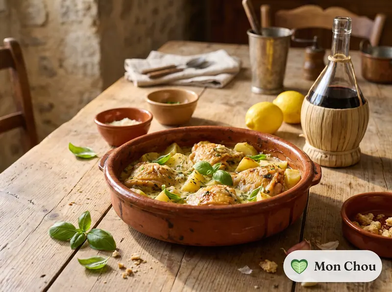Poulet à la potentine et pommes de terre