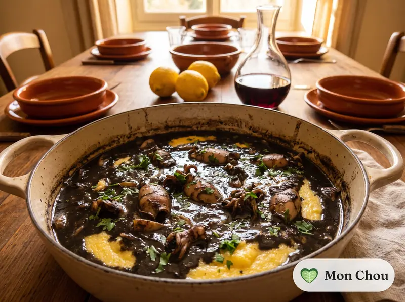 Seiches à l&rsquo;encre et polenta