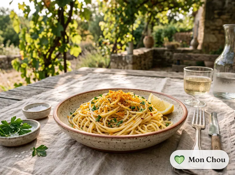 Spaghetti à la poutargue et au citron