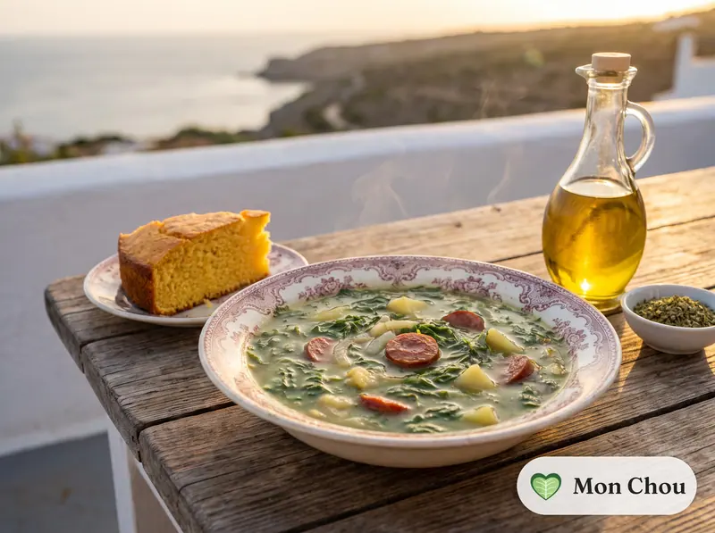 Caldo verde au chouriço et pain de maïs