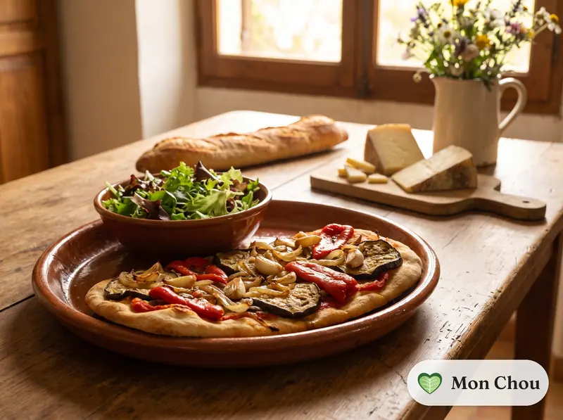Catalan coca de recapte with green salad