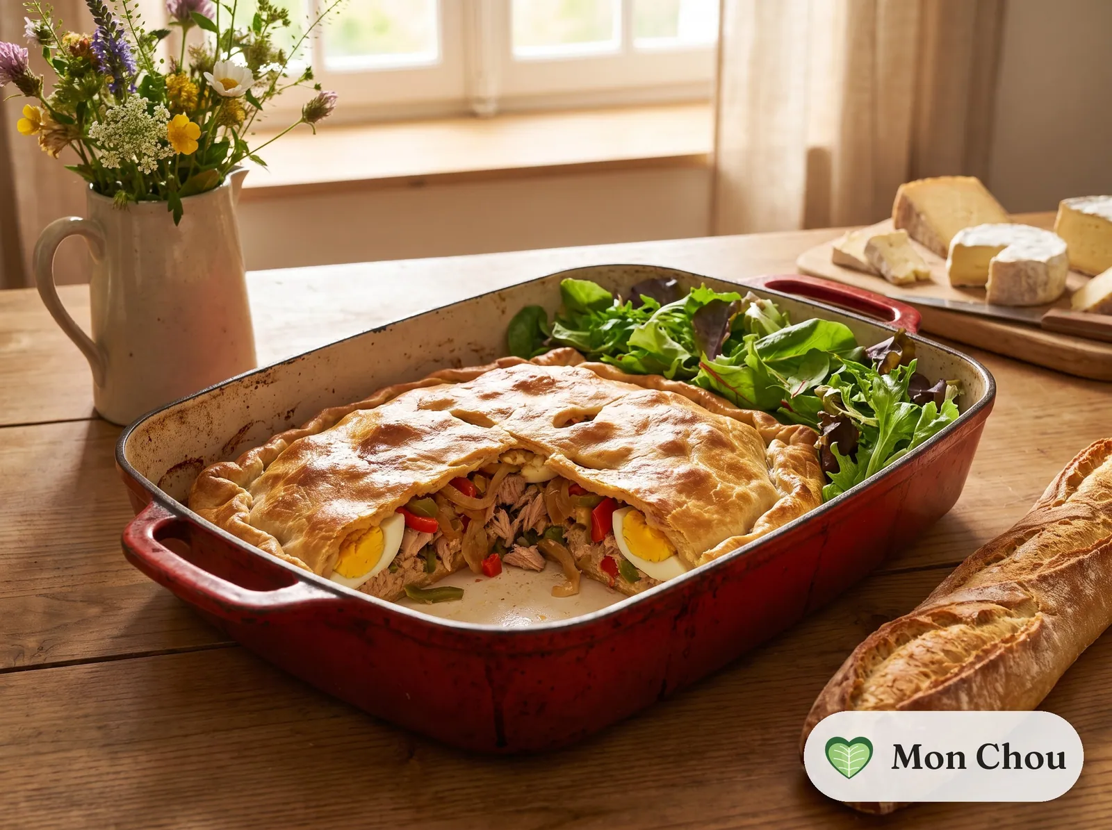Galicische Thunfisch Empanada mit grünem Salat