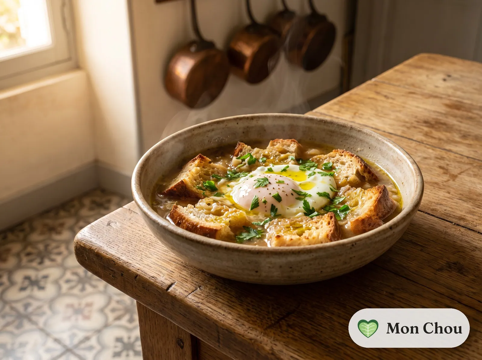 Kastilische Knoblauchsuppe mit pochiertem Ei