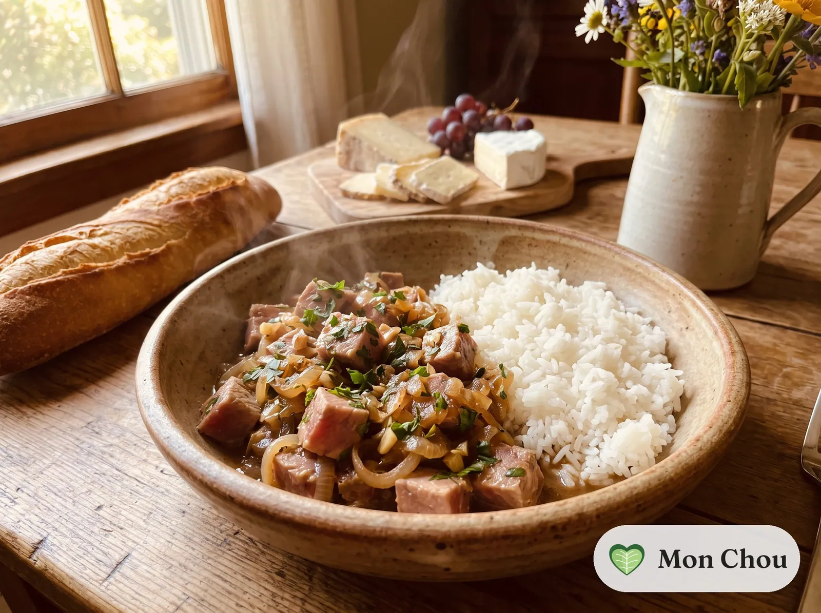 Thon aux oignons à l&rsquo;andalouse et riz