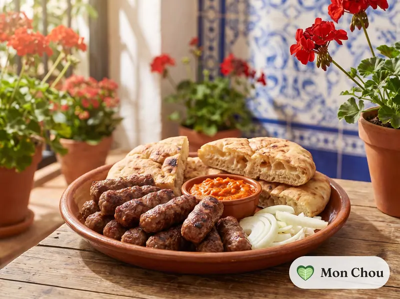 Ćevapi mit Lepinja Brot und Ajvar
