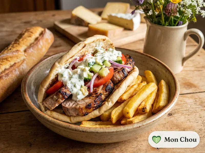 Gyros de porc en pita et frites