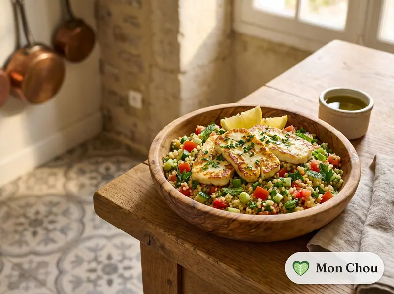 Halloumi grillé et salade de boulgour