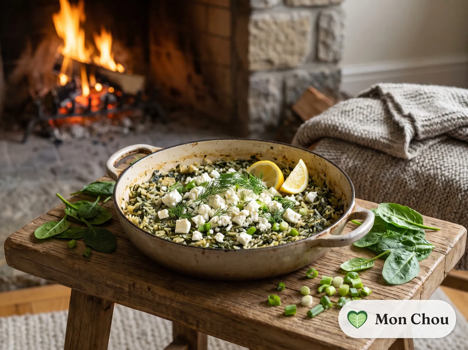 Spanakorizo et feta