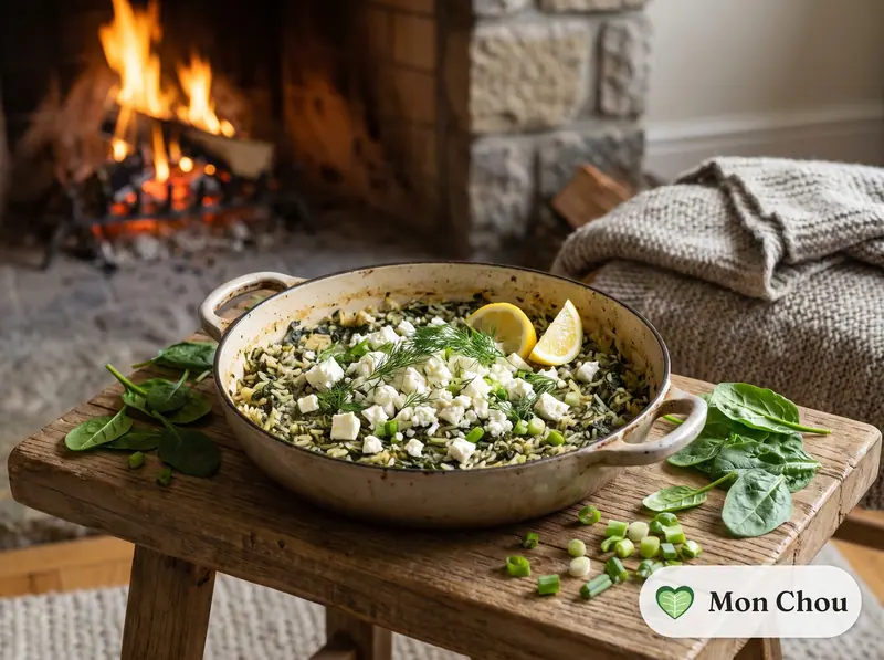 Spanakorizo et feta