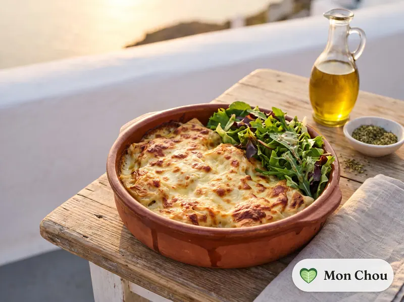 Štrukli au fromage gratinés et salade