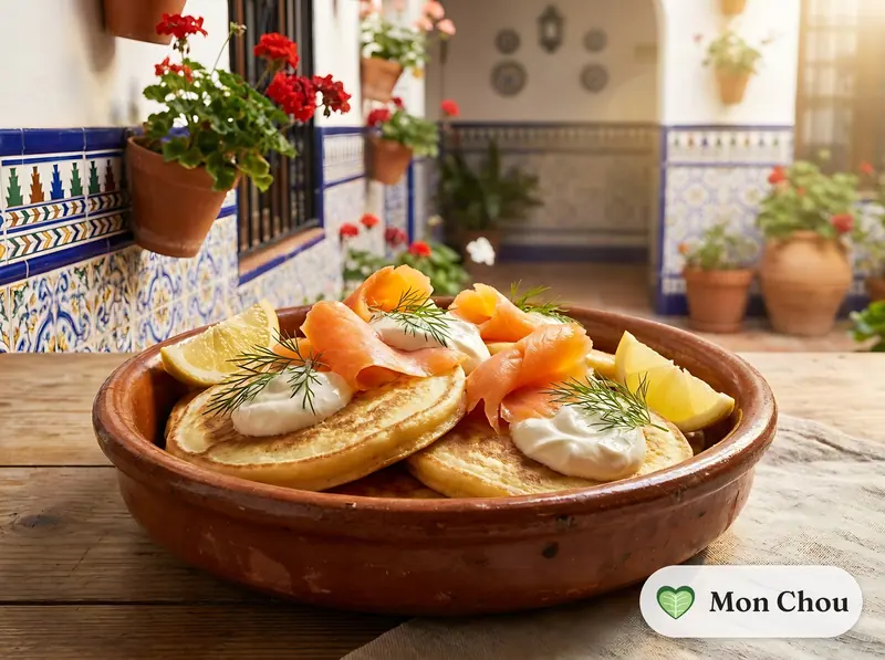 Blinis au saumon fumé et crème aigre
