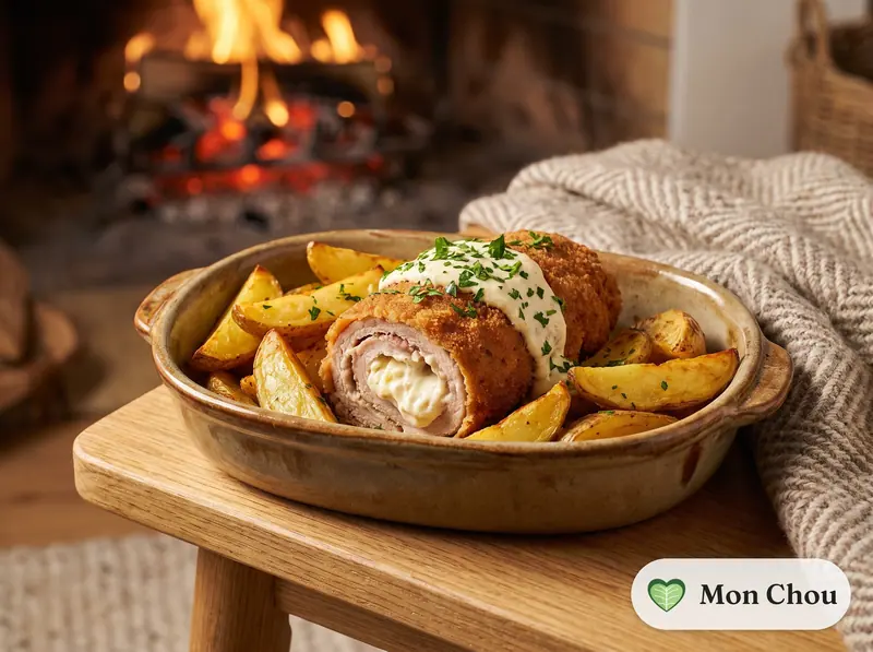 Escalope Karađorđe et frites au four